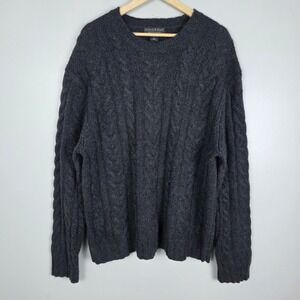 Grayson & Dunn 100% 2-Ply Cashmere Cable Knit Mens Dark Gray Sweater XL